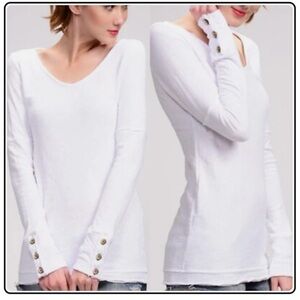 White Long Sleeve Top with Button Details